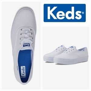 Keds White Canvas Sneakers with Blue Insole Accent